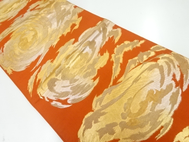 アンティーク　渦巻き模様織出し袋帯（着用可）